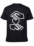 Heart in Hands Graphic Tee - Black Cotton Shirt