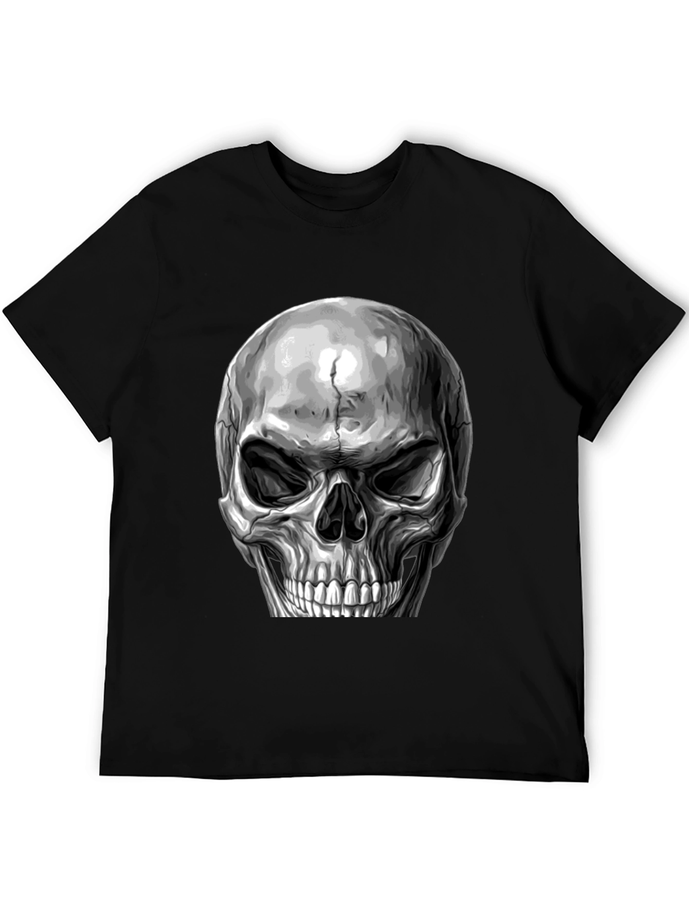 Skull Graphic Print T-Shirt - Black
