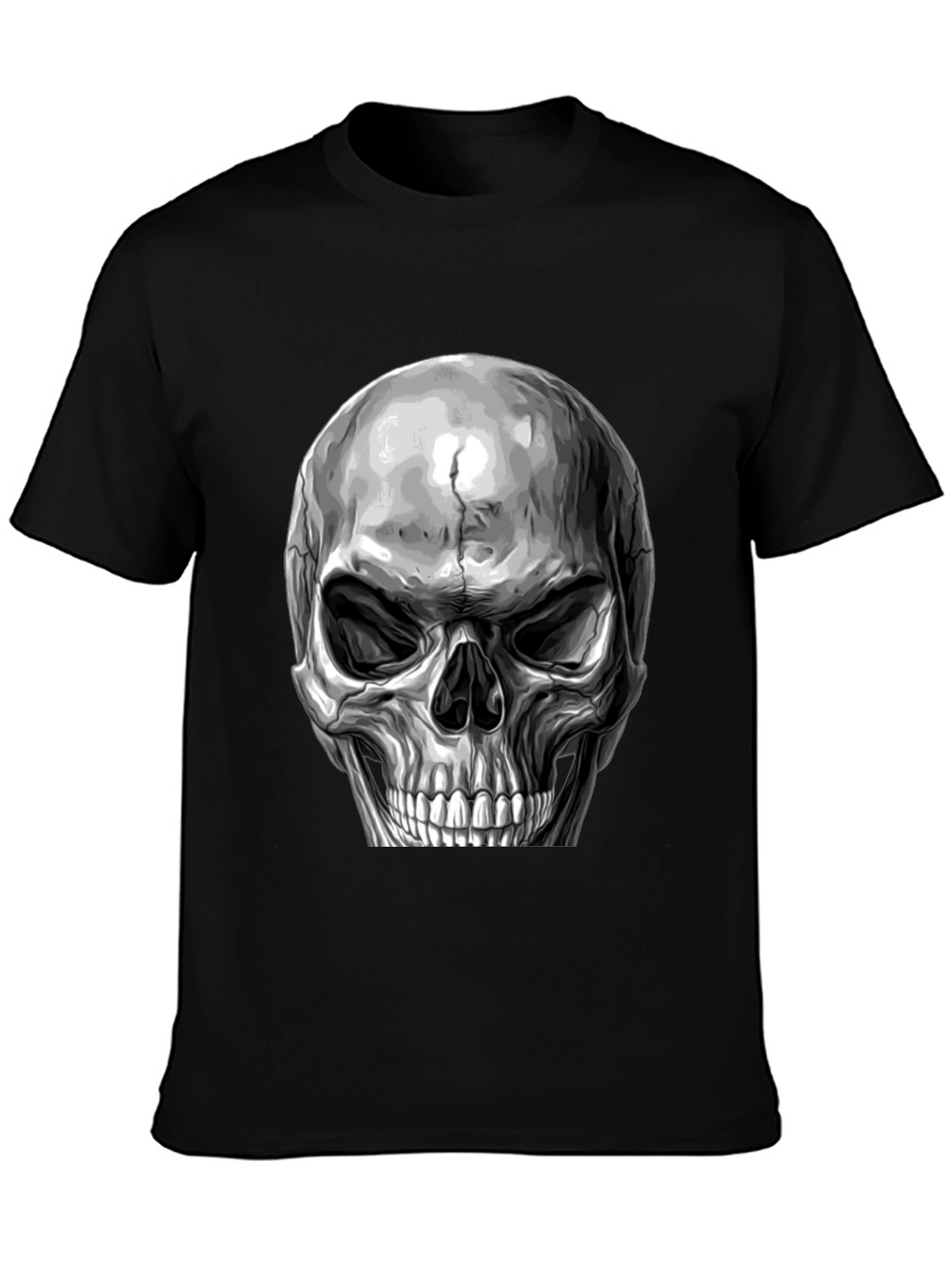 Skull Graphic Print T-Shirt - Black