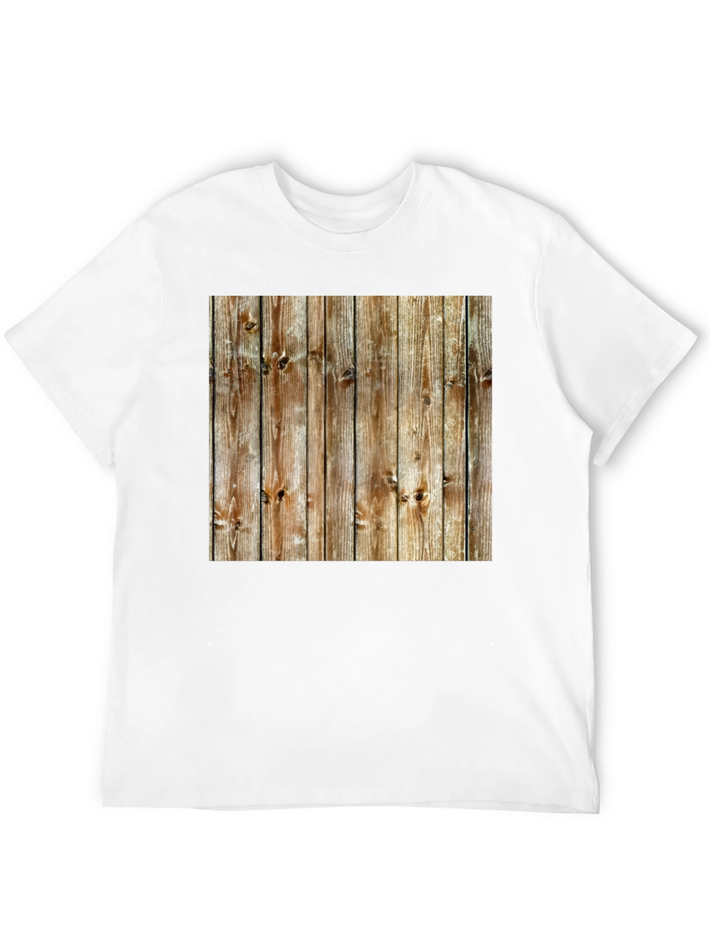 Rustic Wood Grain Print Black T-Shirt