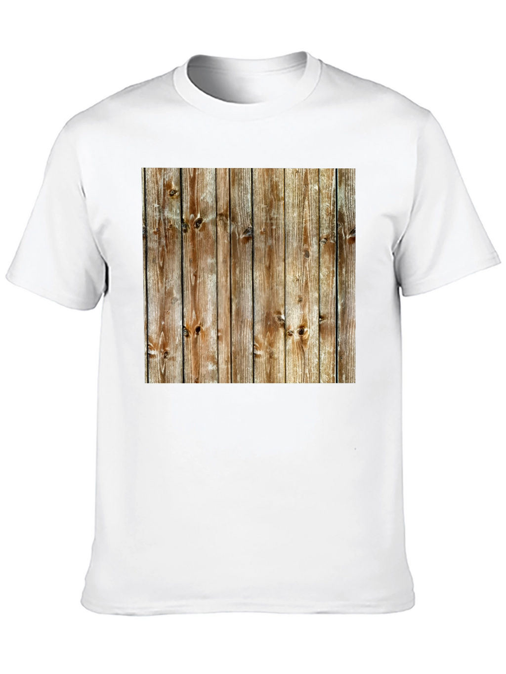 Rustic Wood Grain Print Black T-Shirt