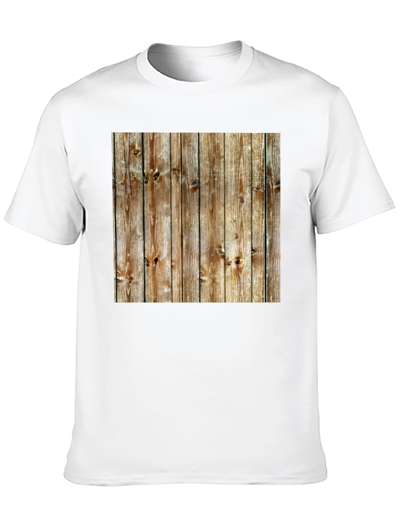 Rustic Wood Grain Print Black T-Shirt