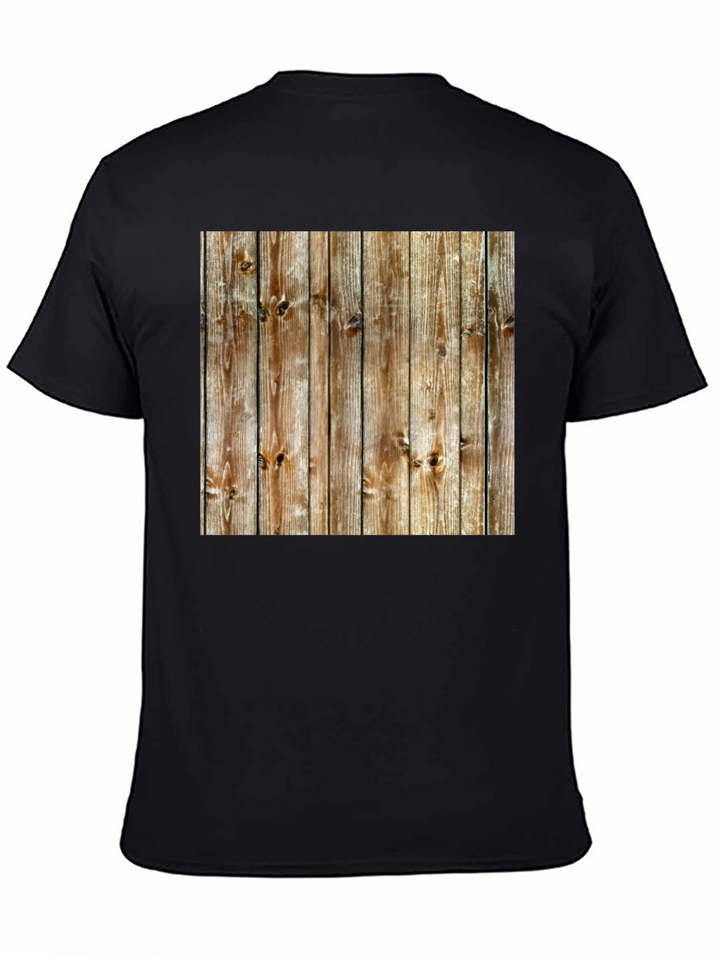 Rustic Wood Grain Print Black T-Shirt