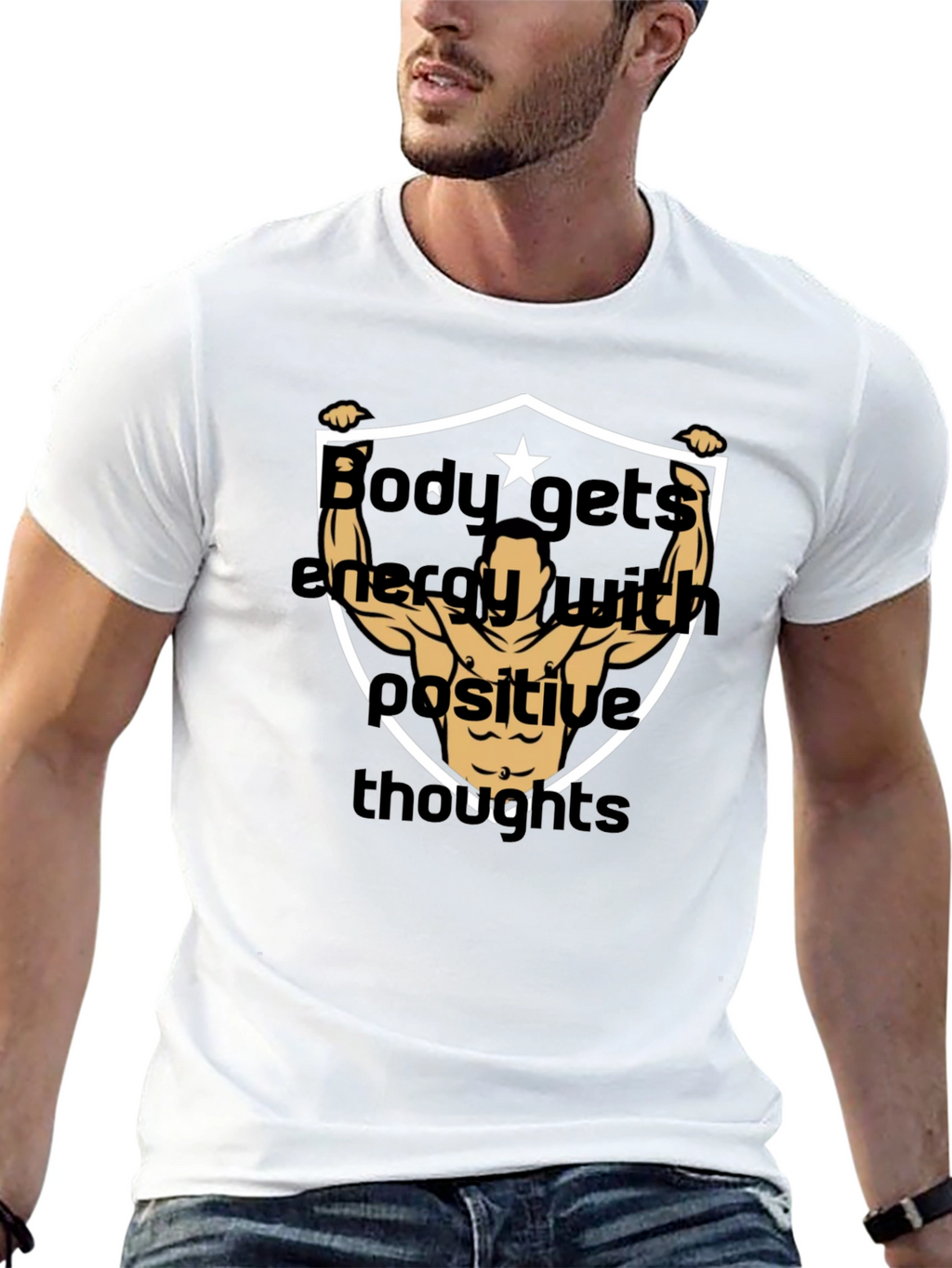 Motivational Bodybuilding T-Shirt - Positive Energy Design