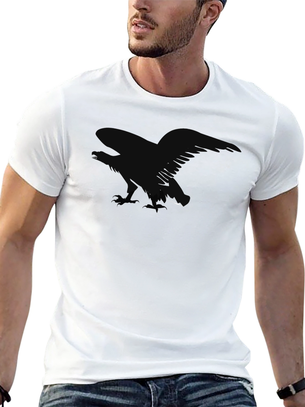 Mens Black Eagle Graphic T-Shirt