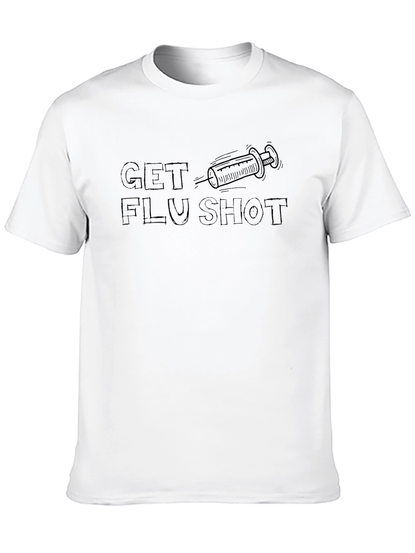 Get Flu Shot Graphic Tee - Black Cotton T-Shirt