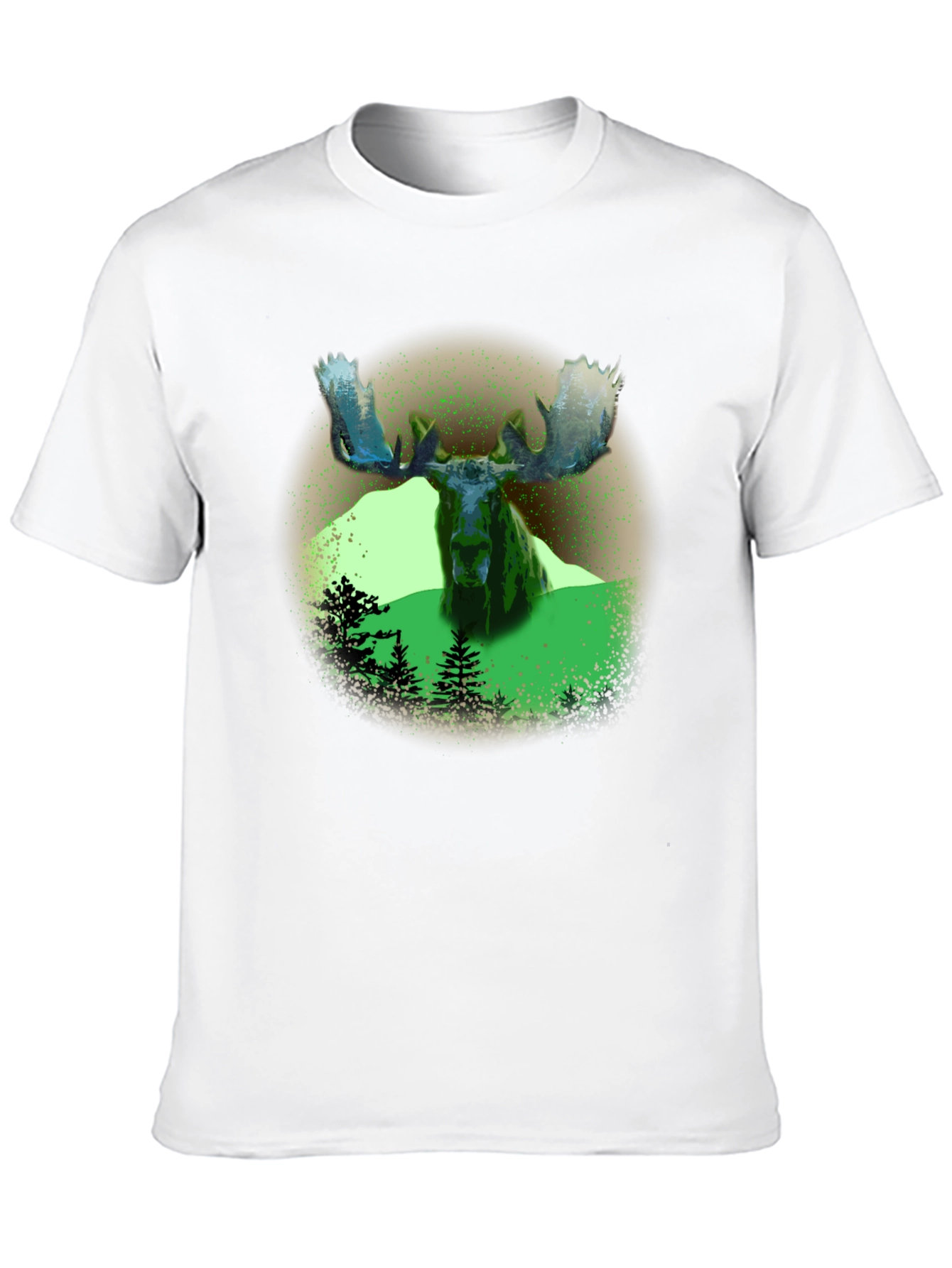 Moose Graphic Print Black T-Shirt