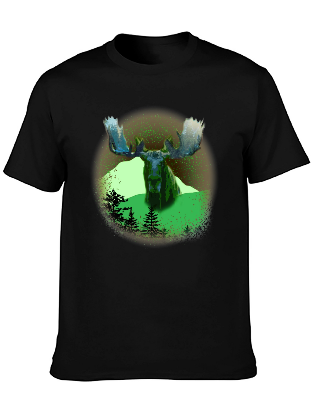 Moose Graphic Print Black T-Shirt