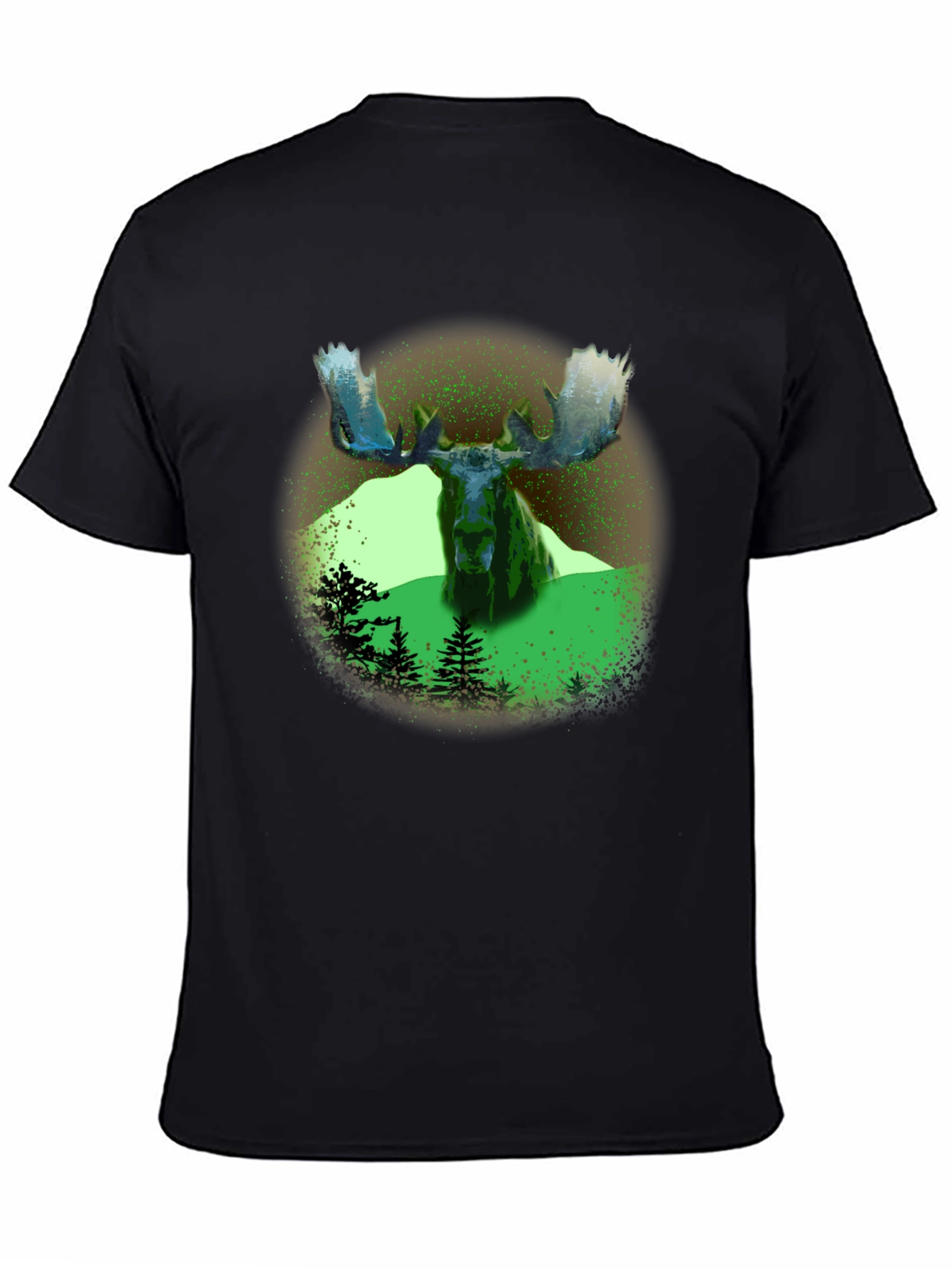 Moose Graphic Print Black T-Shirt