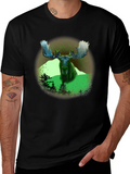Moose Graphic Print Black T-Shirt