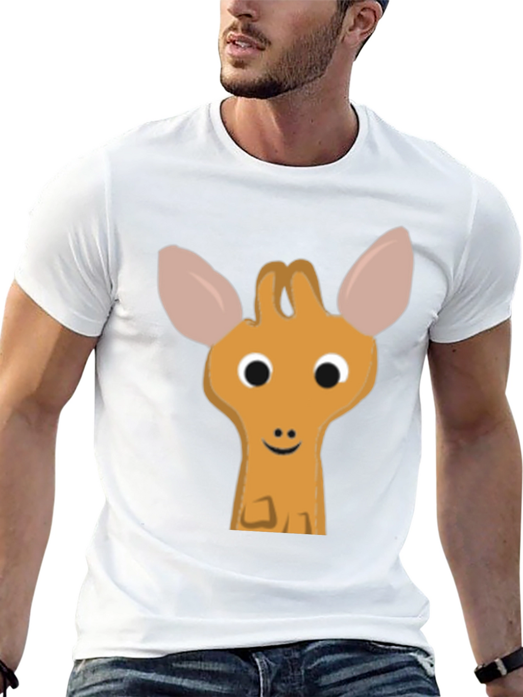 Cute Cartoon Deer Graphic Black T-Shirt
