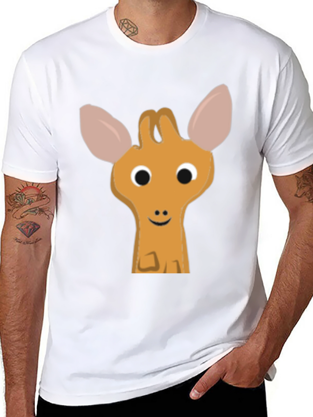 Cute Cartoon Deer Graphic Black T-Shirt