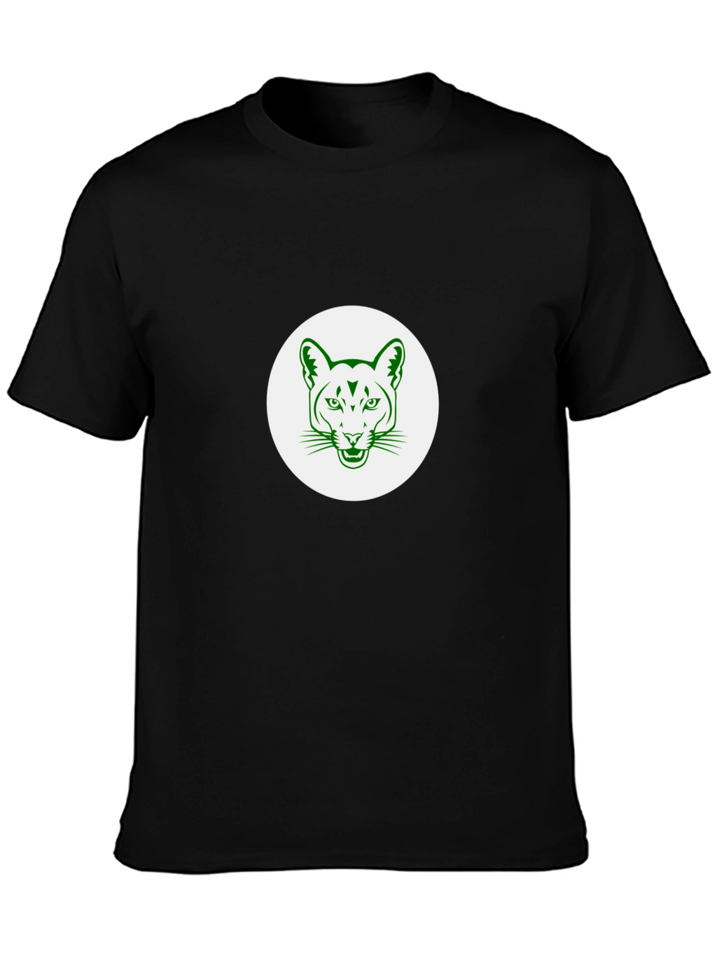 Black T-Shirt with Green Cougar Graphic