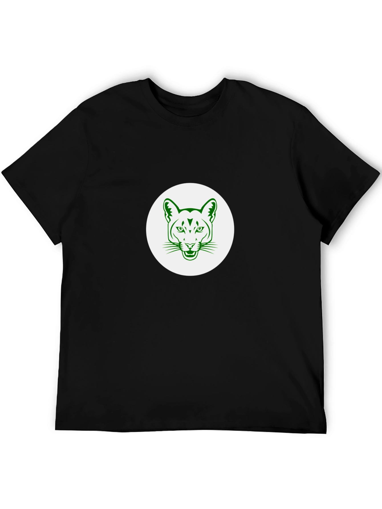 Black T-Shirt with Green Cougar Graphic