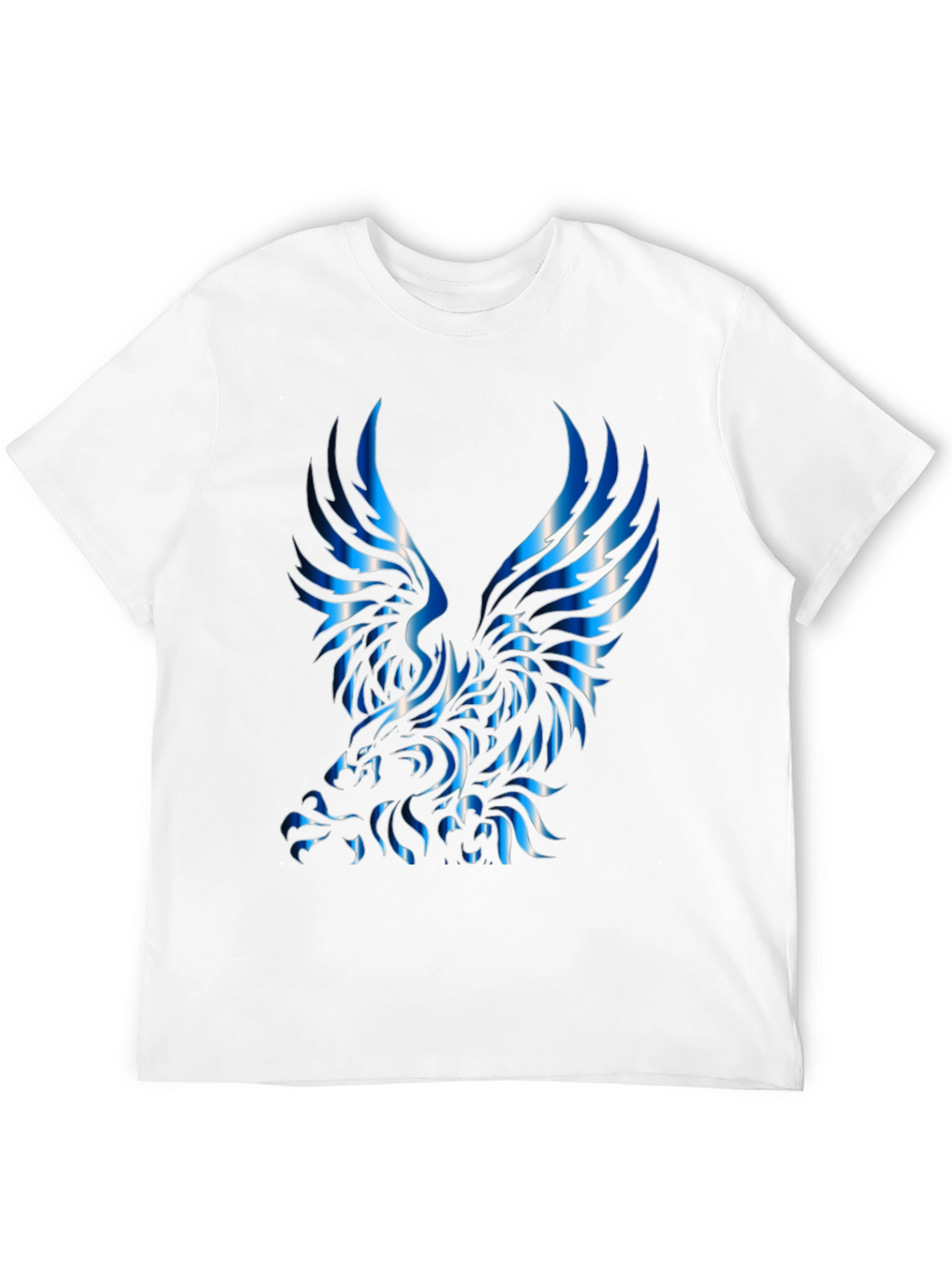 Mens Black T-Shirt with Blue Eagle Graphic
