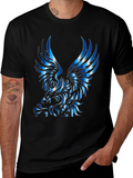 Mens Black T-Shirt with Blue Eagle Graphic