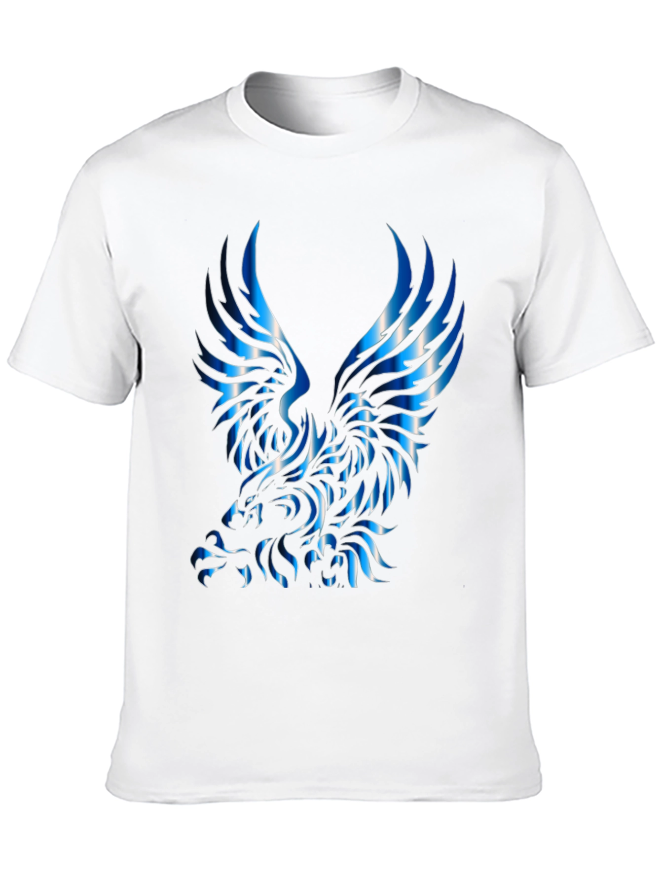 Mens Black T-Shirt with Blue Eagle Graphic