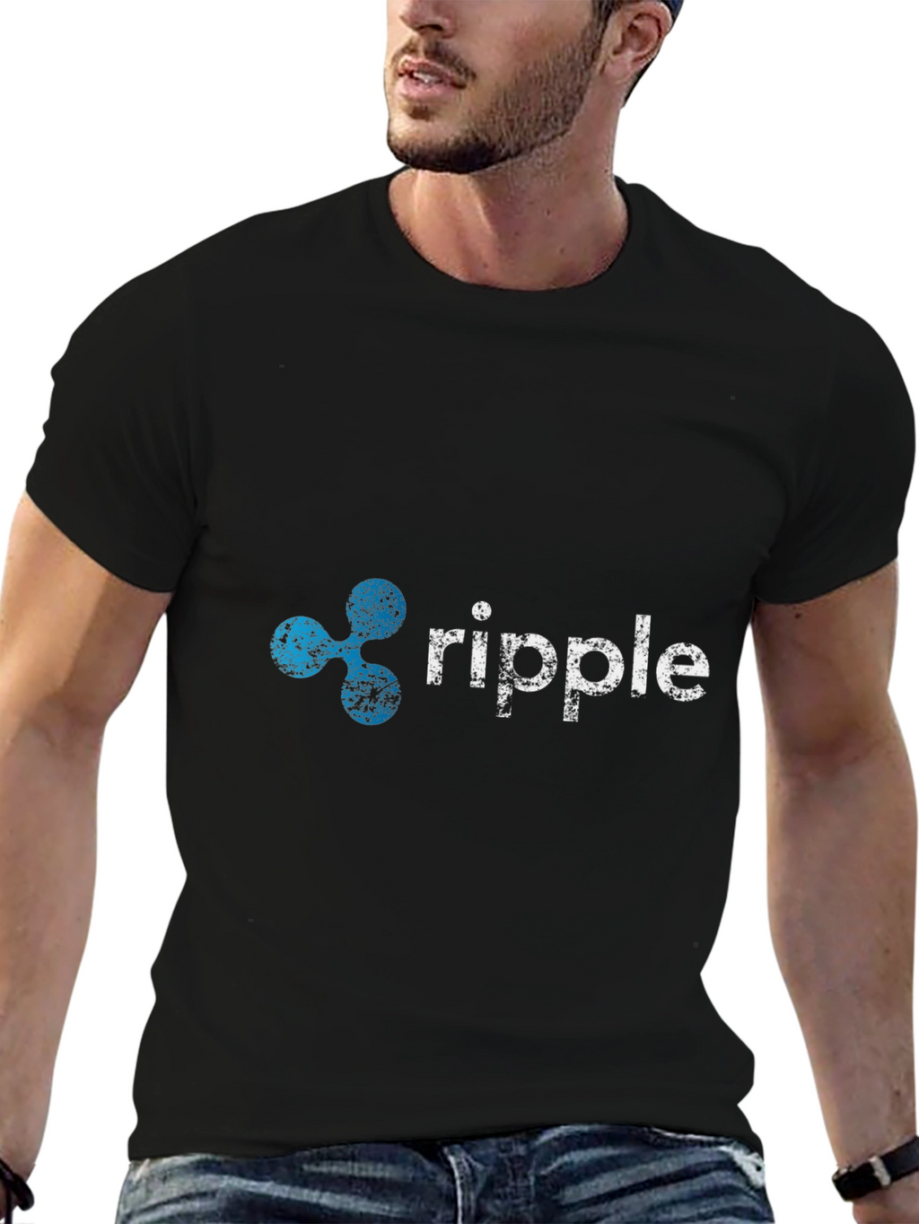 Ripple Cryptocurrency Logo Black T-Shirt