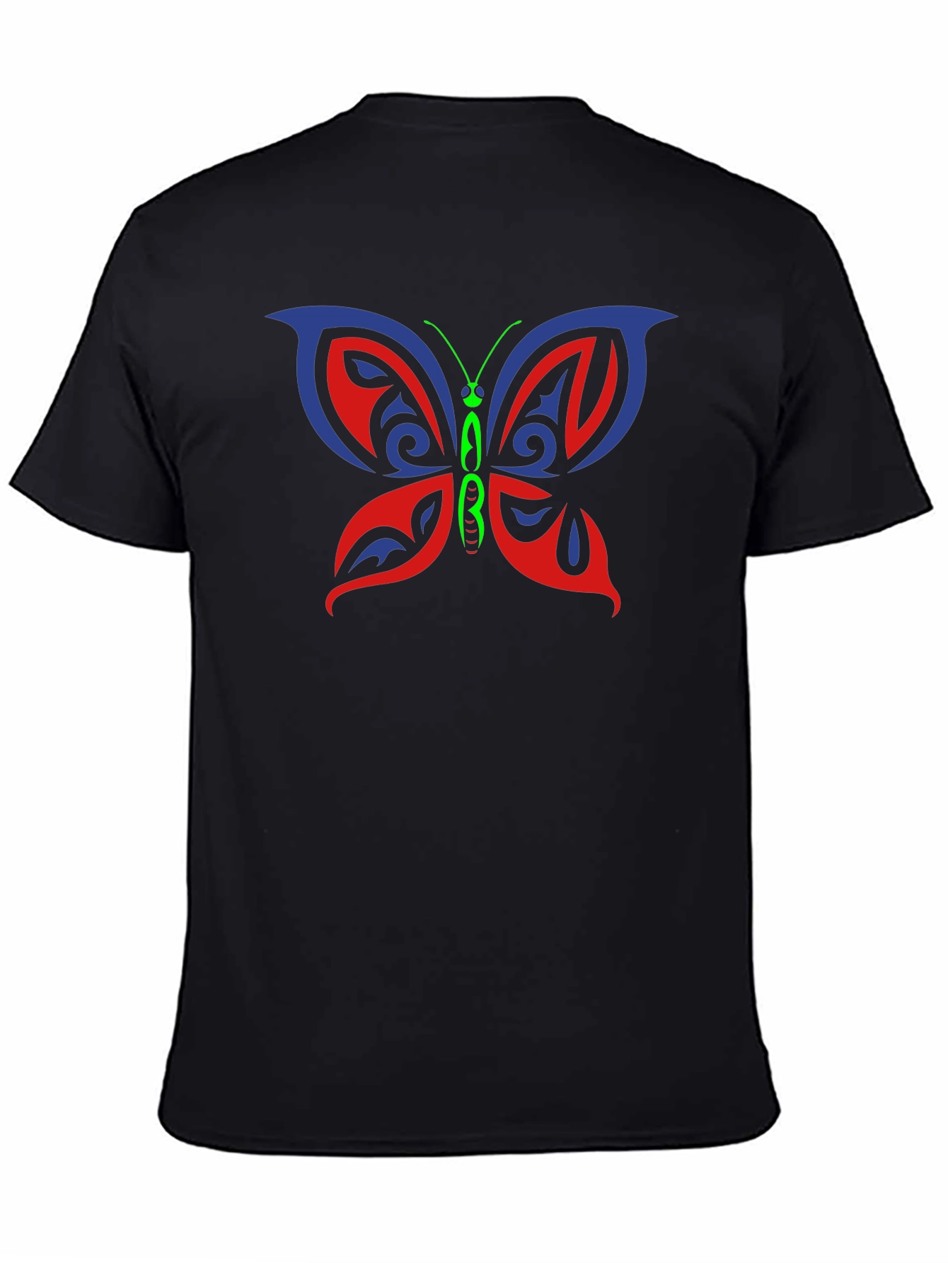Tribal Butterfly Graphic Black T-Shirt