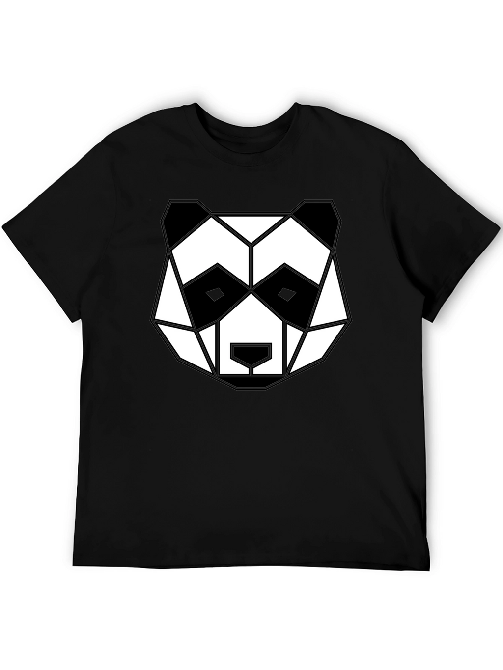 Geometric Panda Graphic Tee - Black