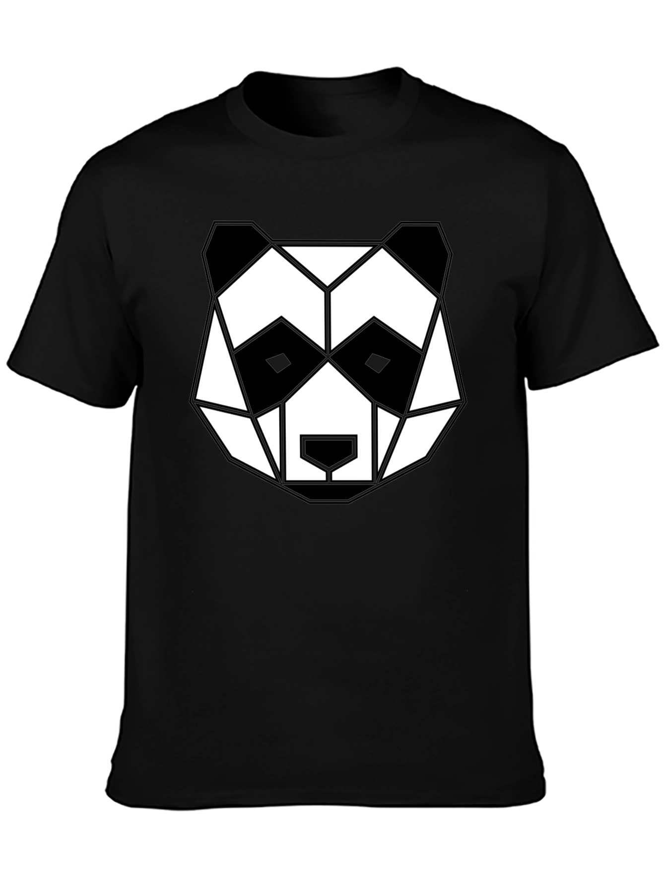 Geometric Panda Graphic Tee - Black