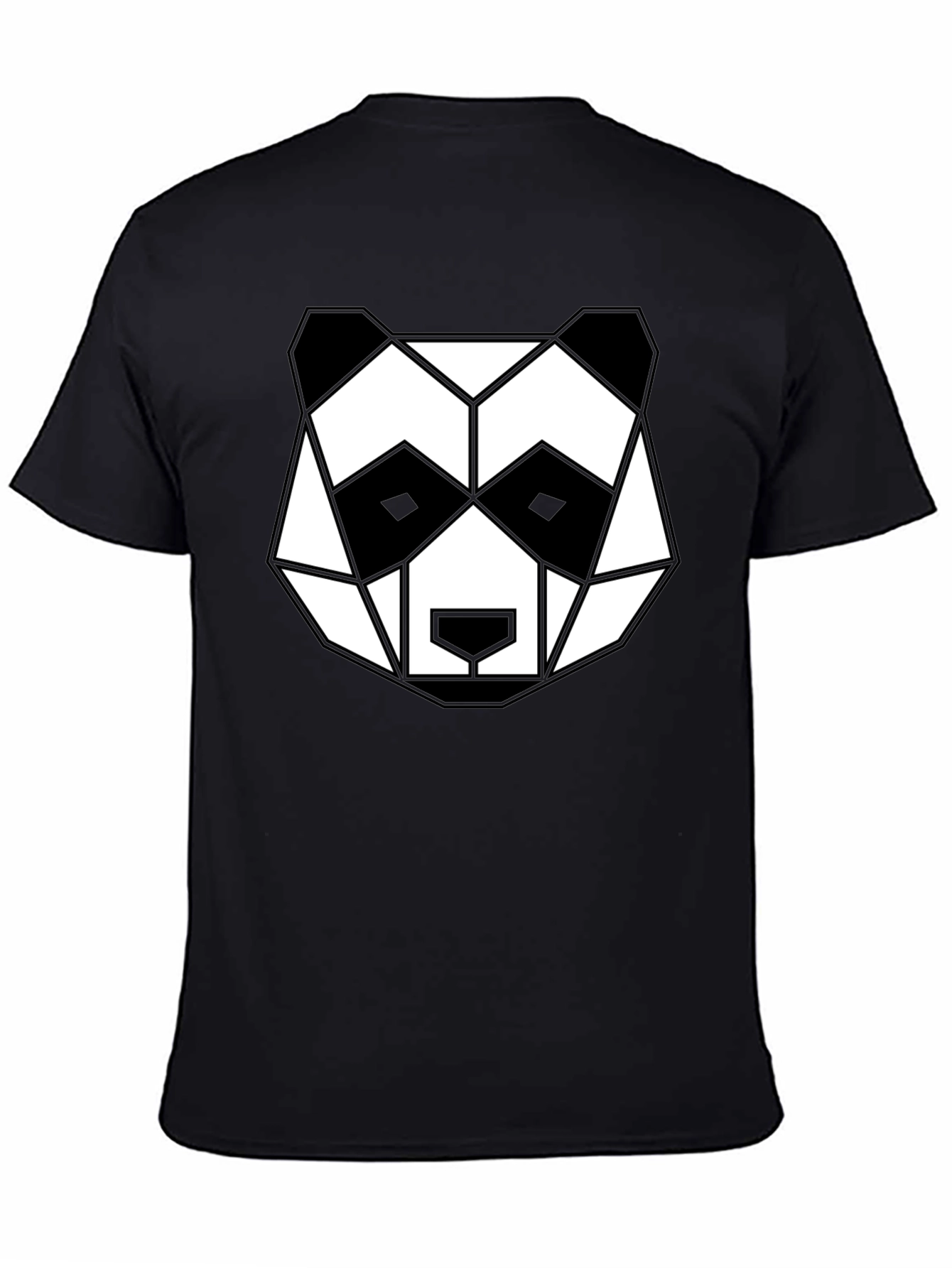 Geometric Panda Graphic Tee - Black