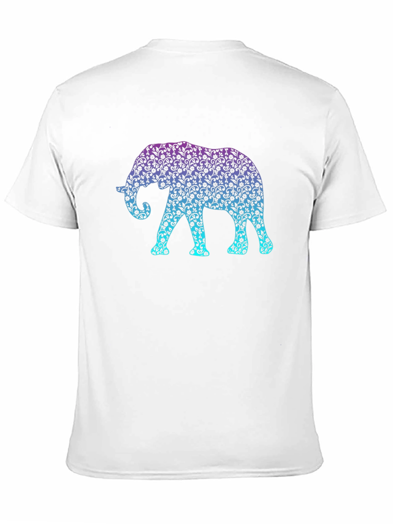 Elephant Print Crew Neck Mens Black T-Shirt