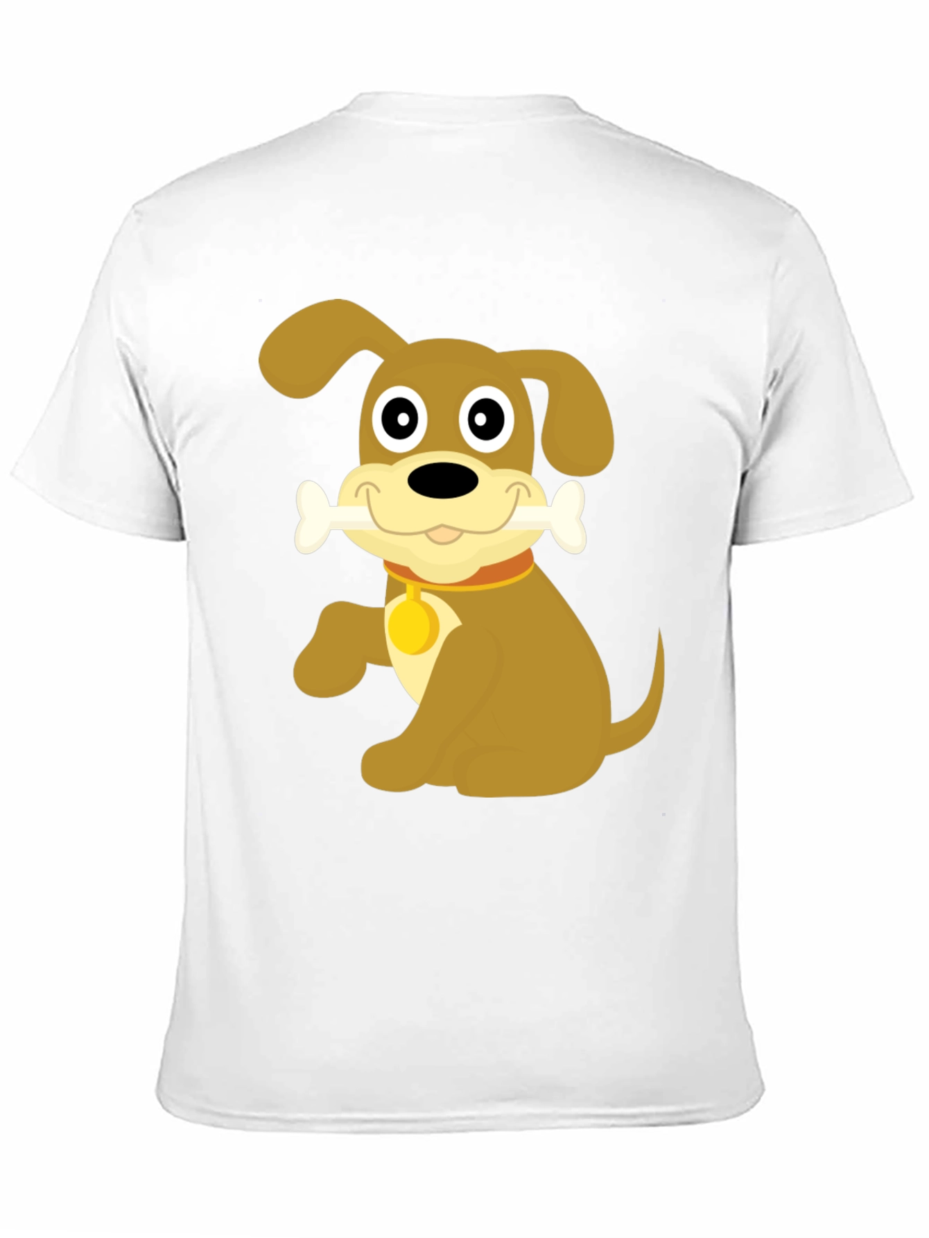 Cute Dog Bone Cartoon Black T-Shirt