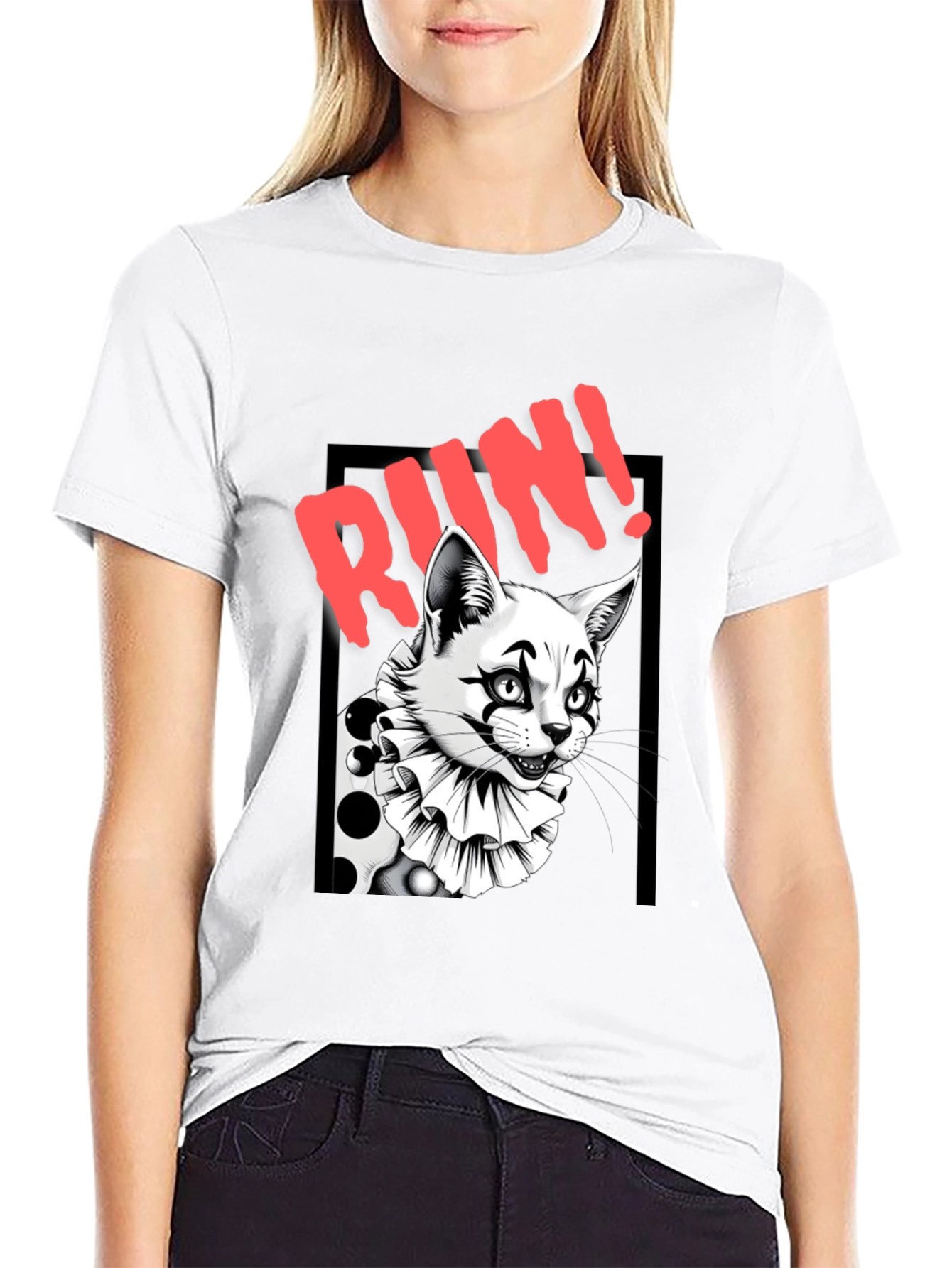 Clown Cat Graphic Tee - Run!