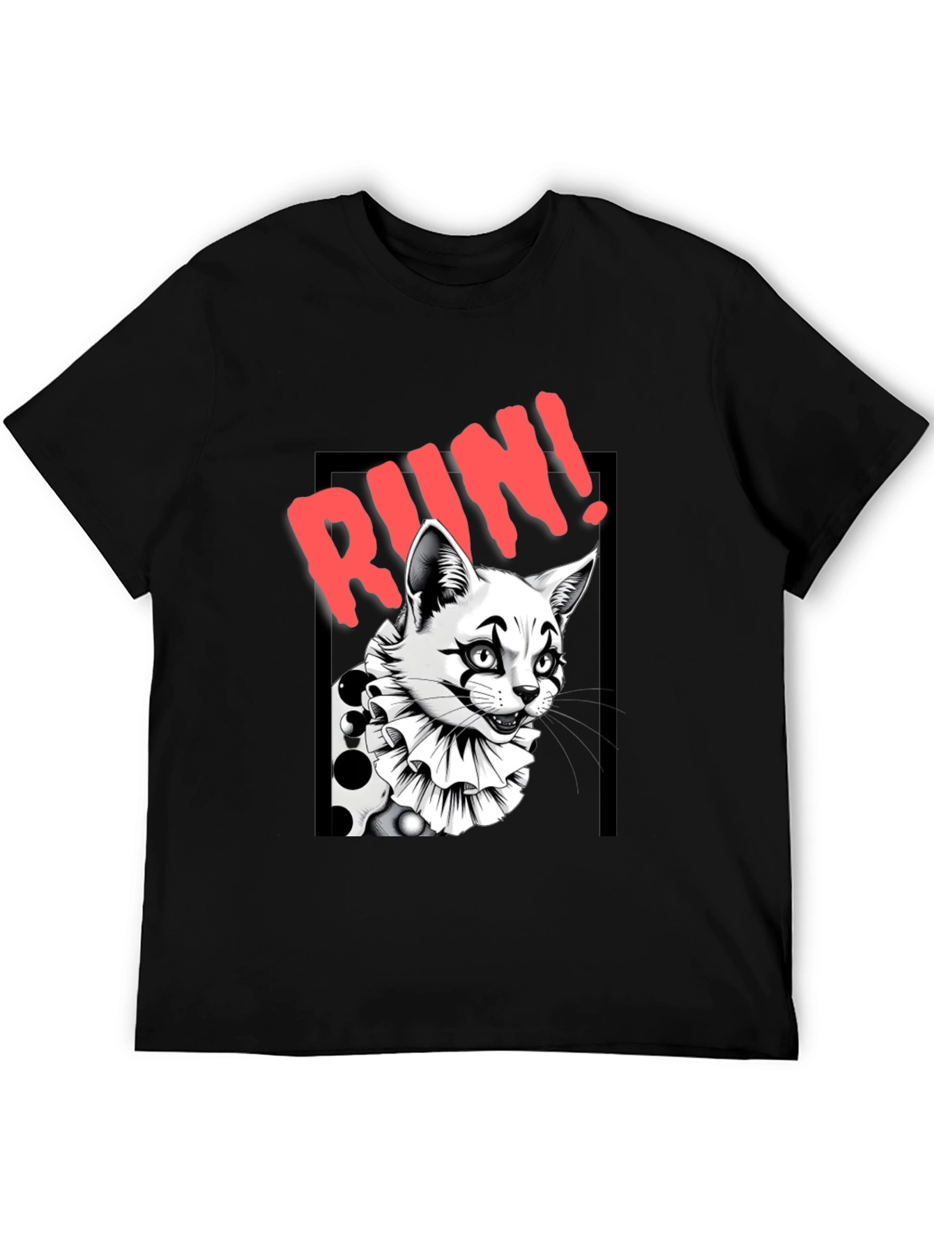 Clown Cat Graphic Tee - Run!