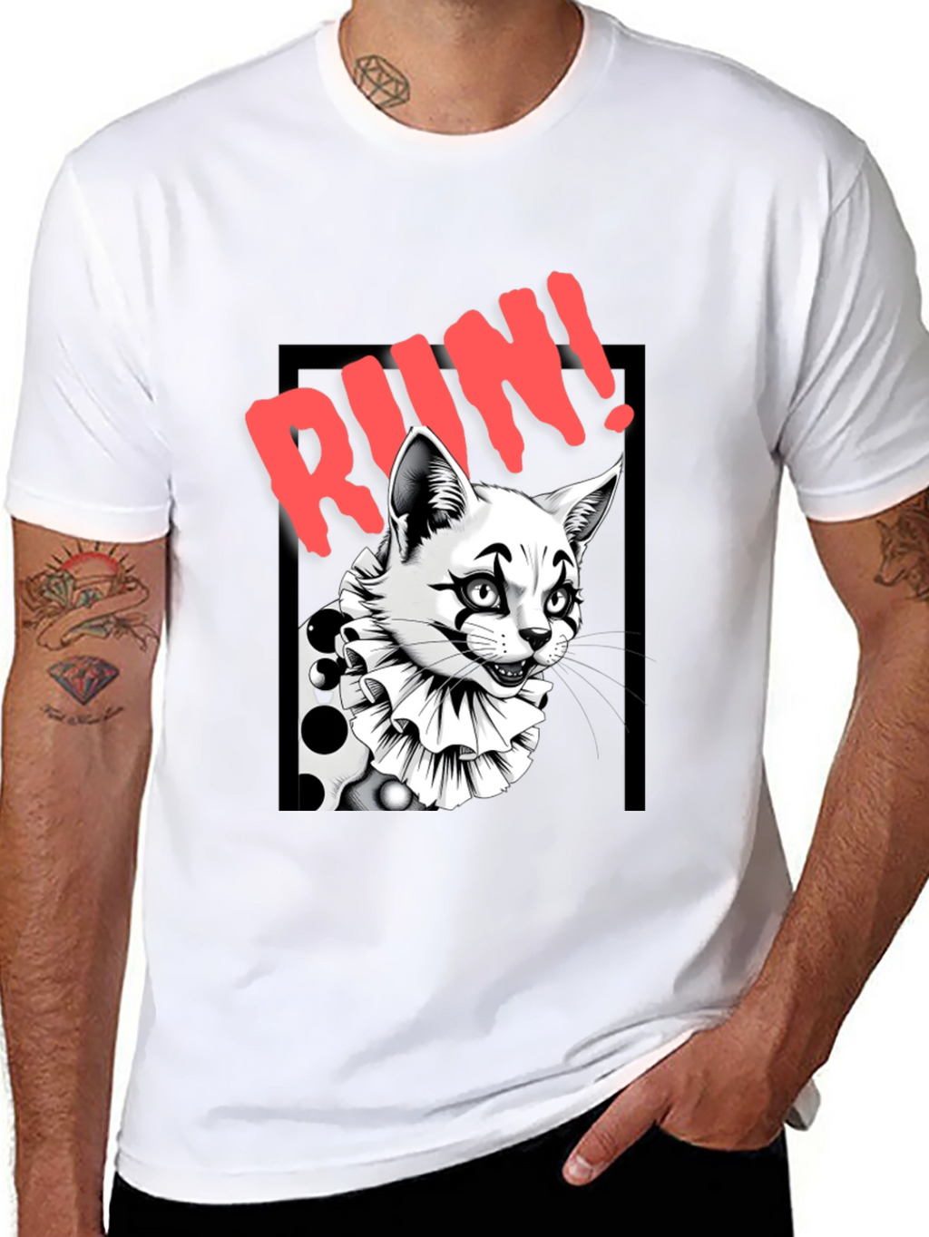 Clown Cat Graphic Tee - Run!