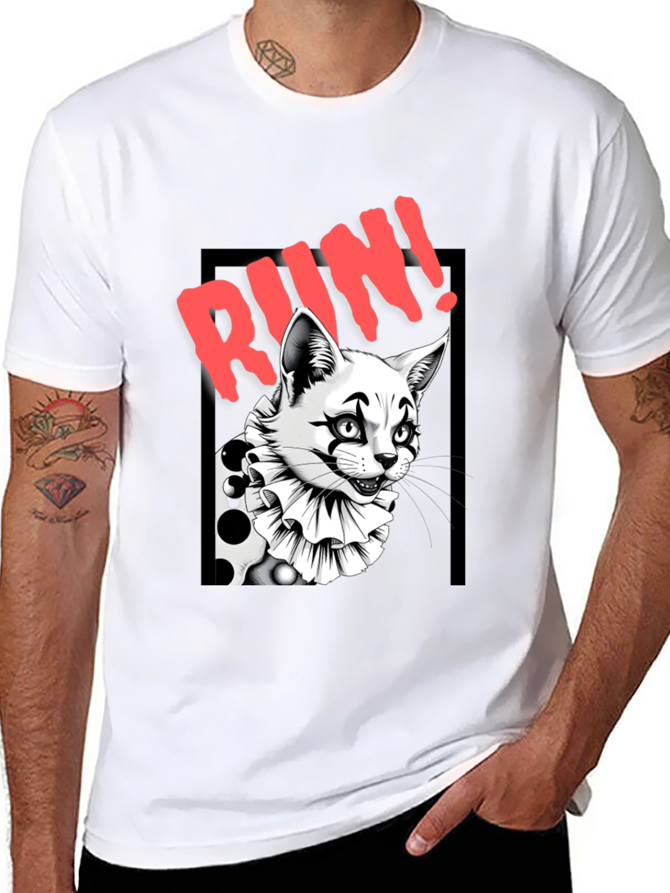 Clown Cat Graphic Tee - Run!
