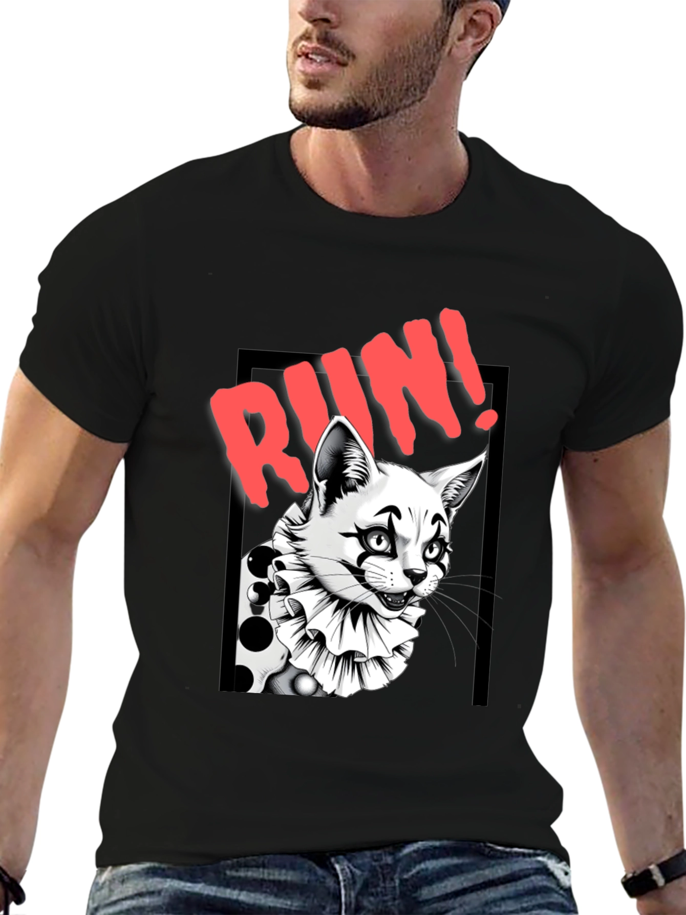 Clown Cat Graphic Tee - Run!