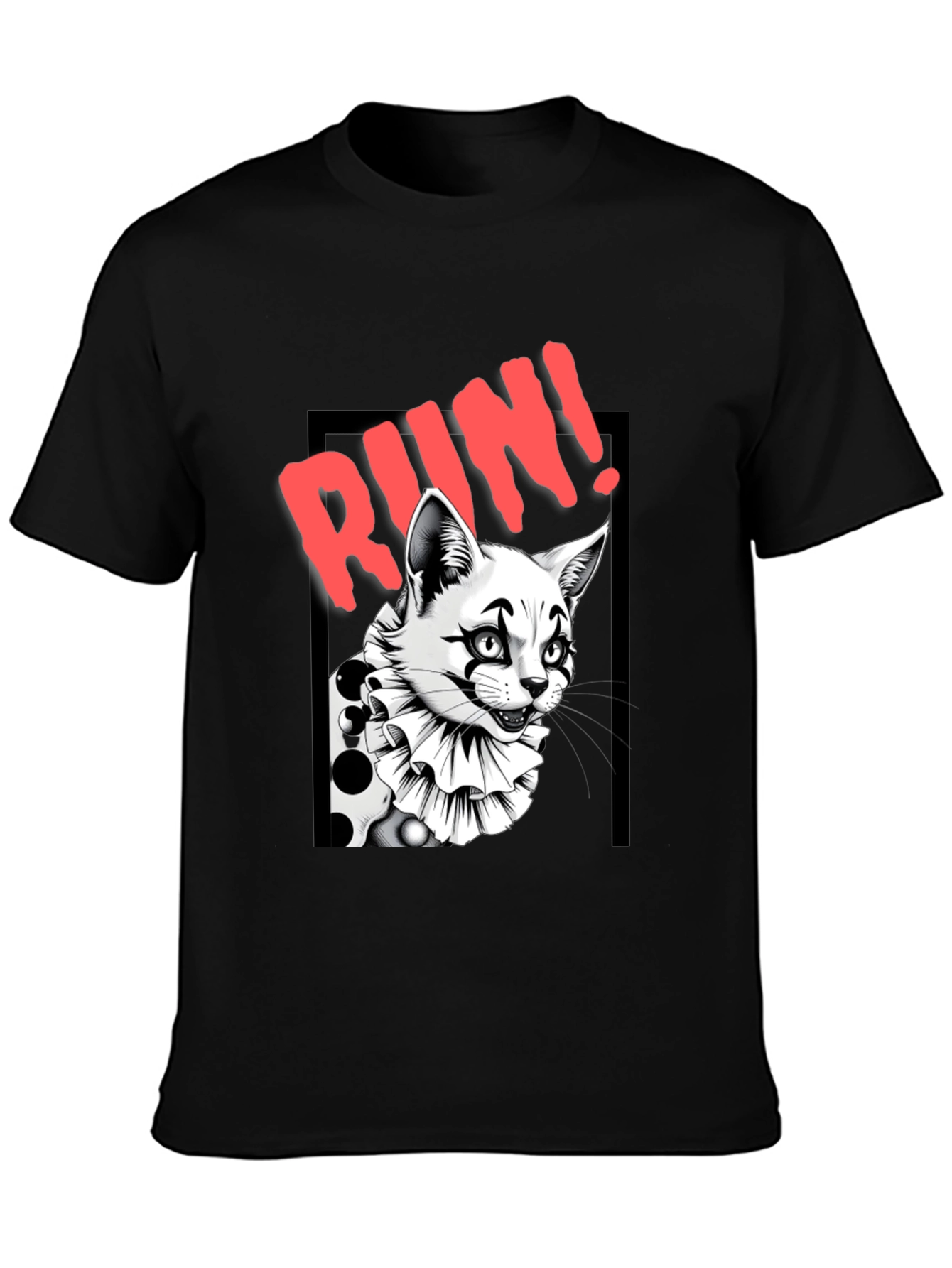Clown Cat Graphic Tee - Run!