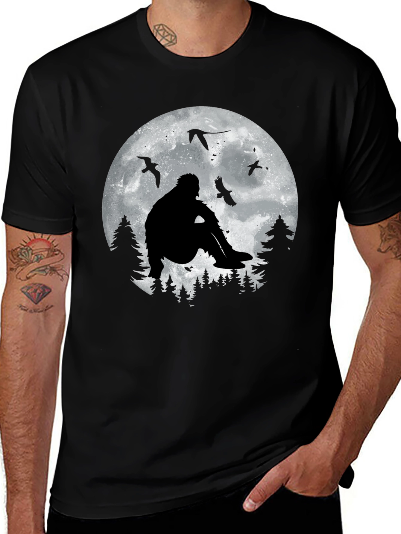 Bigfoot Moon Silhouette T-Shirt - Cryptid Graphic Tee