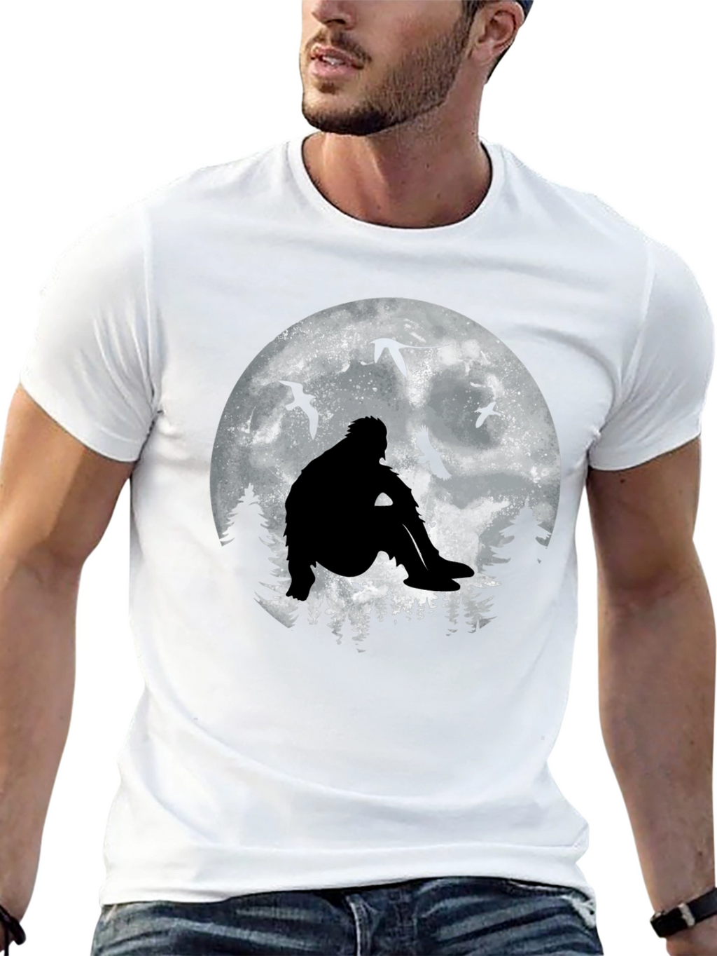 Bigfoot Moon Silhouette T-Shirt - Cryptid Graphic Tee