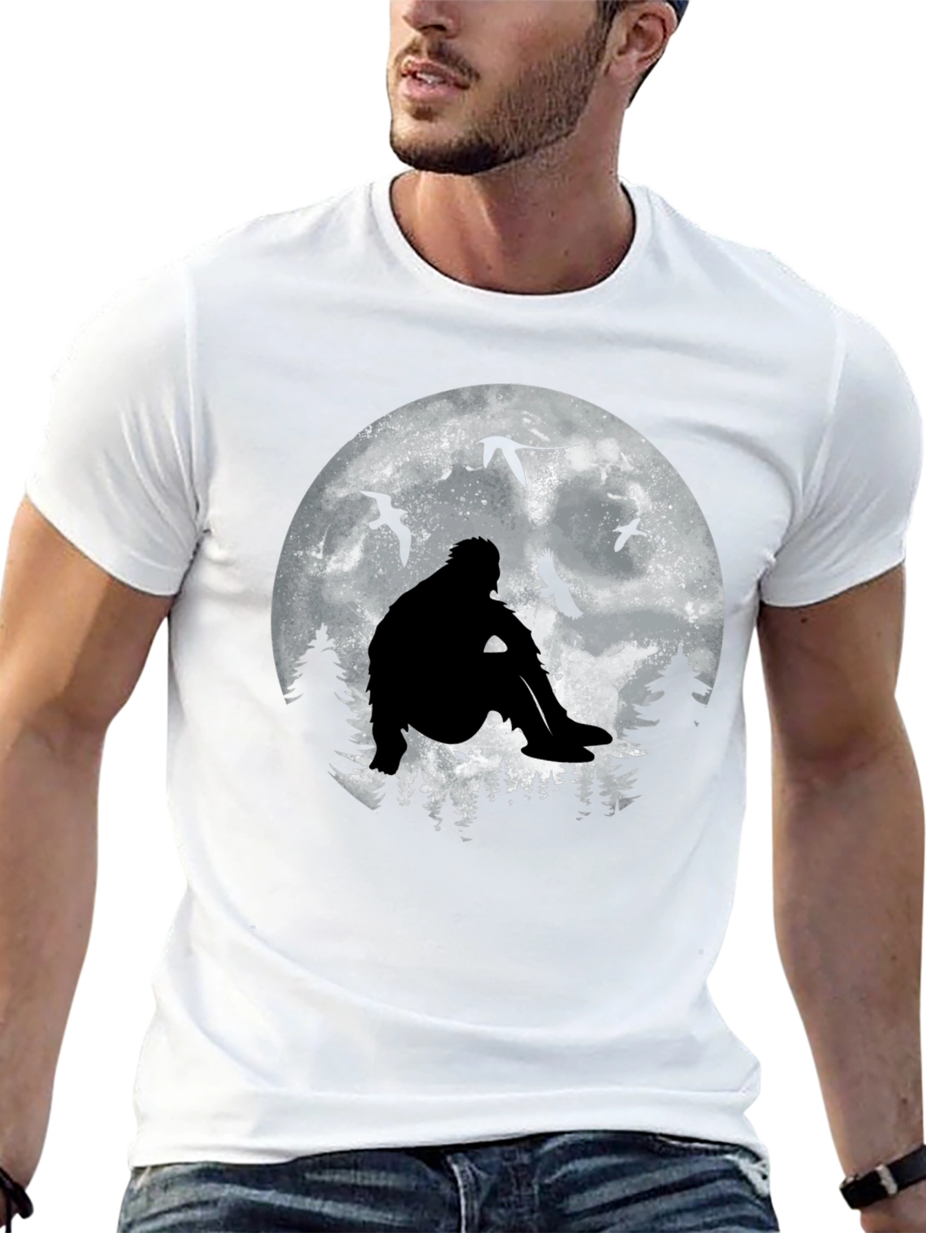 Bigfoot Moon Silhouette T-Shirt - Cryptid Graphic Tee