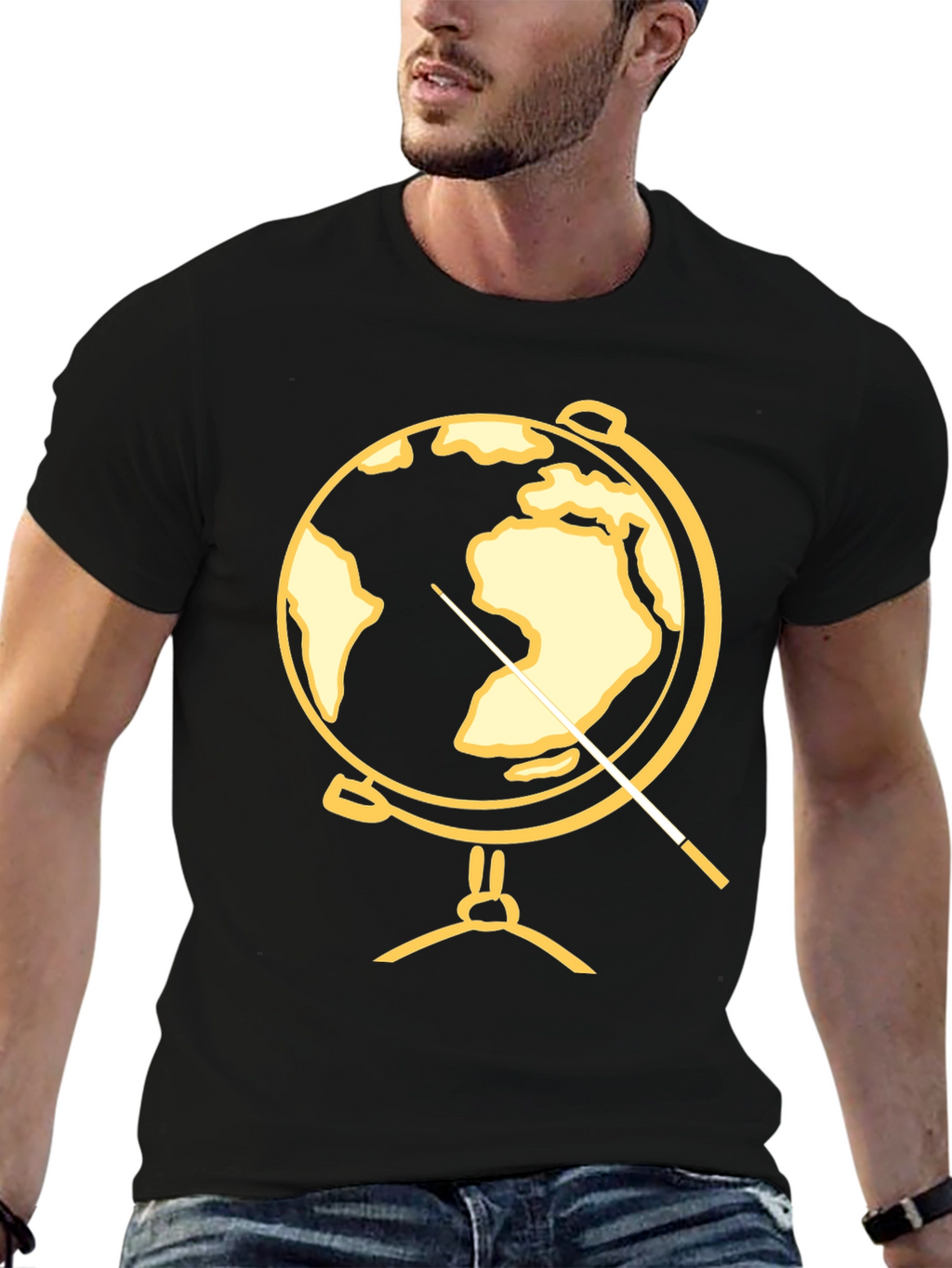 Globe Pointer T-Shirt - Black Graphic Tee