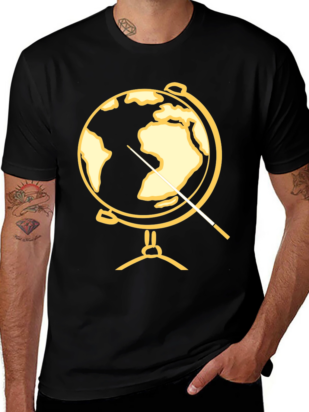 Globe Pointer T-Shirt - Black Graphic Tee