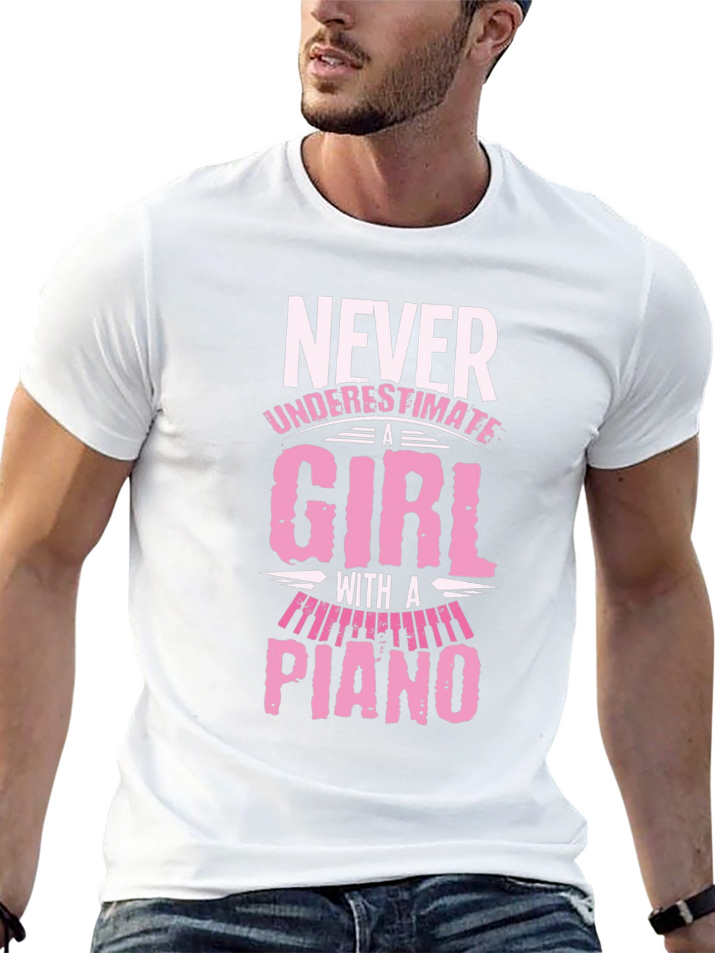 Never Underestimate A Girl With A Piano T-Shirt