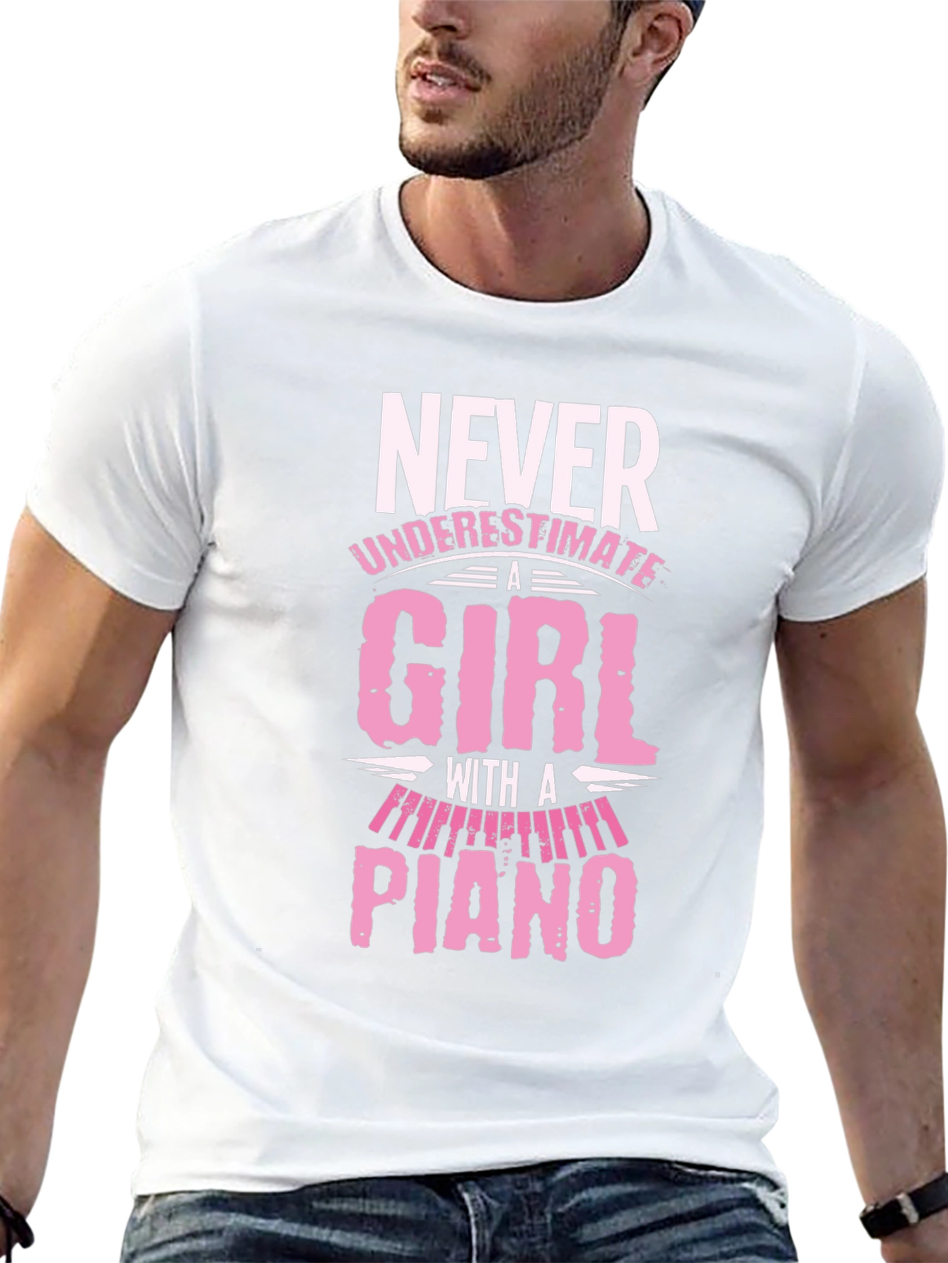 Never Underestimate A Girl With A Piano T-Shirt