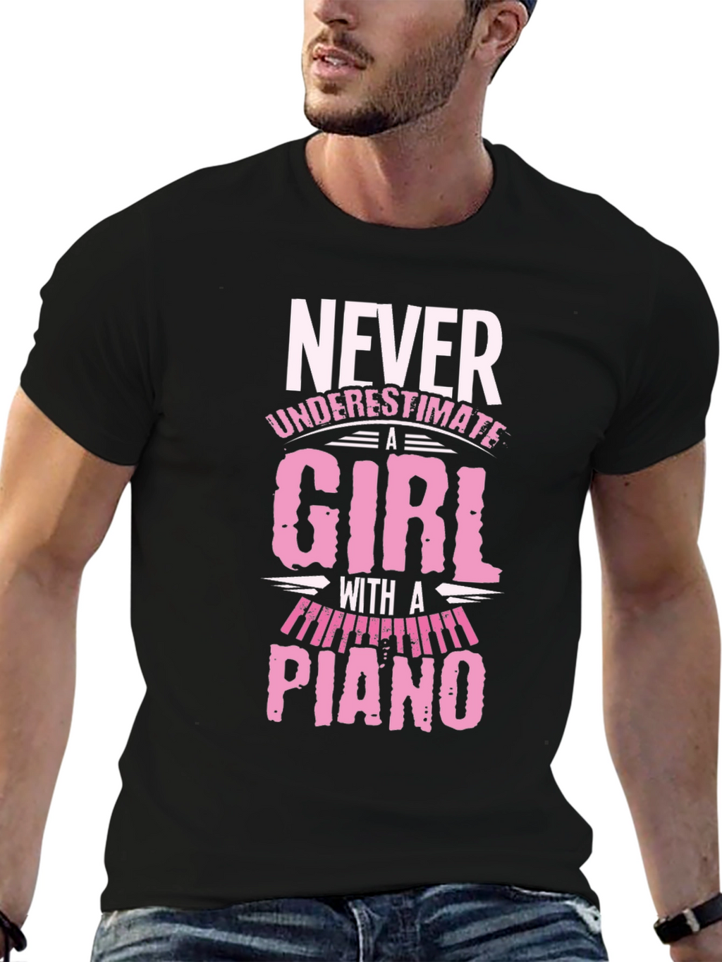 Never Underestimate A Girl With A Piano T-Shirt