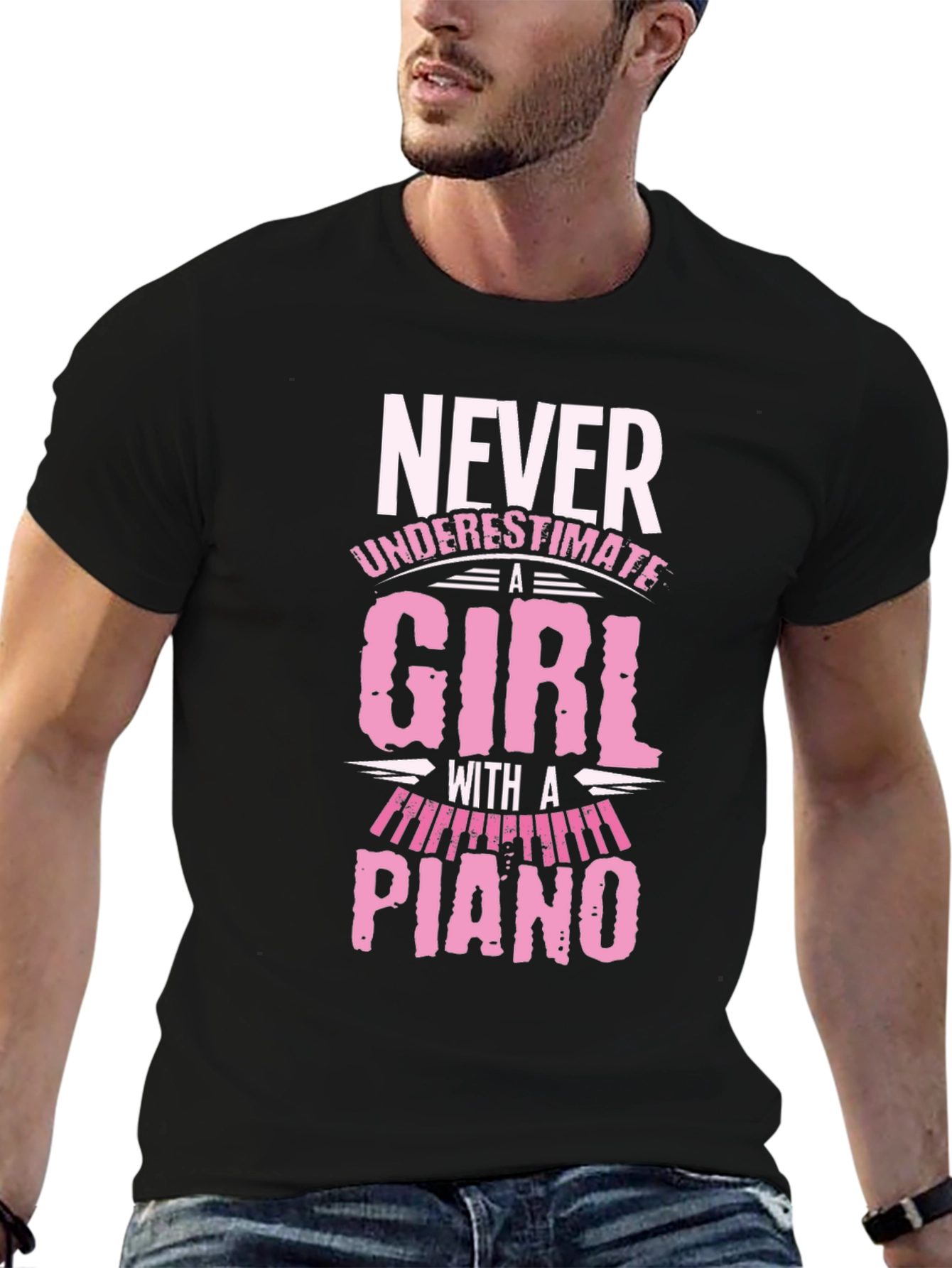 Never Underestimate A Girl With A Piano T-Shirt