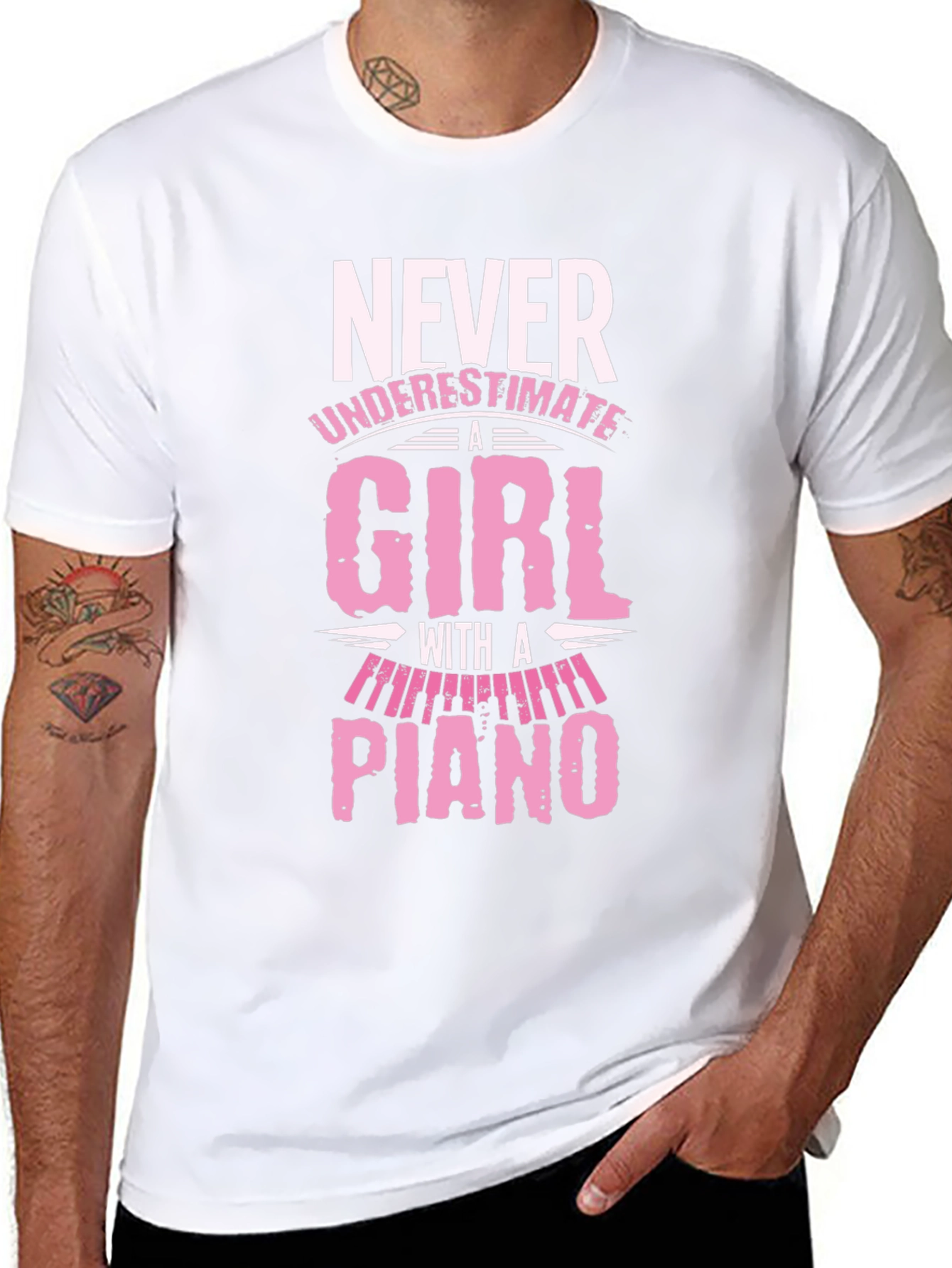 Never Underestimate A Girl With A Piano T-Shirt
