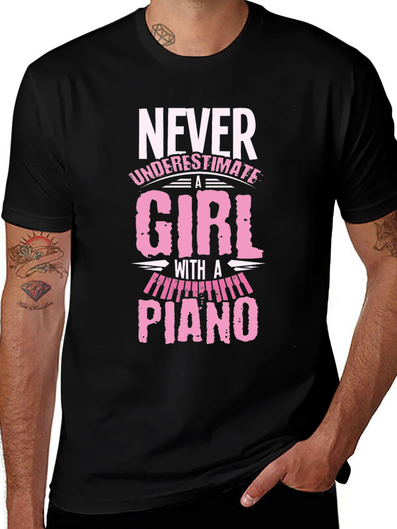 Never Underestimate A Girl With A Piano T-Shirt