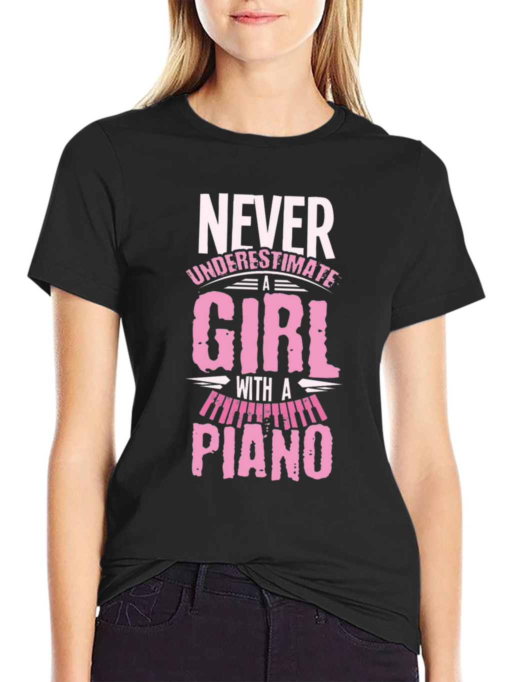 Never Underestimate A Girl With A Piano T-Shirt