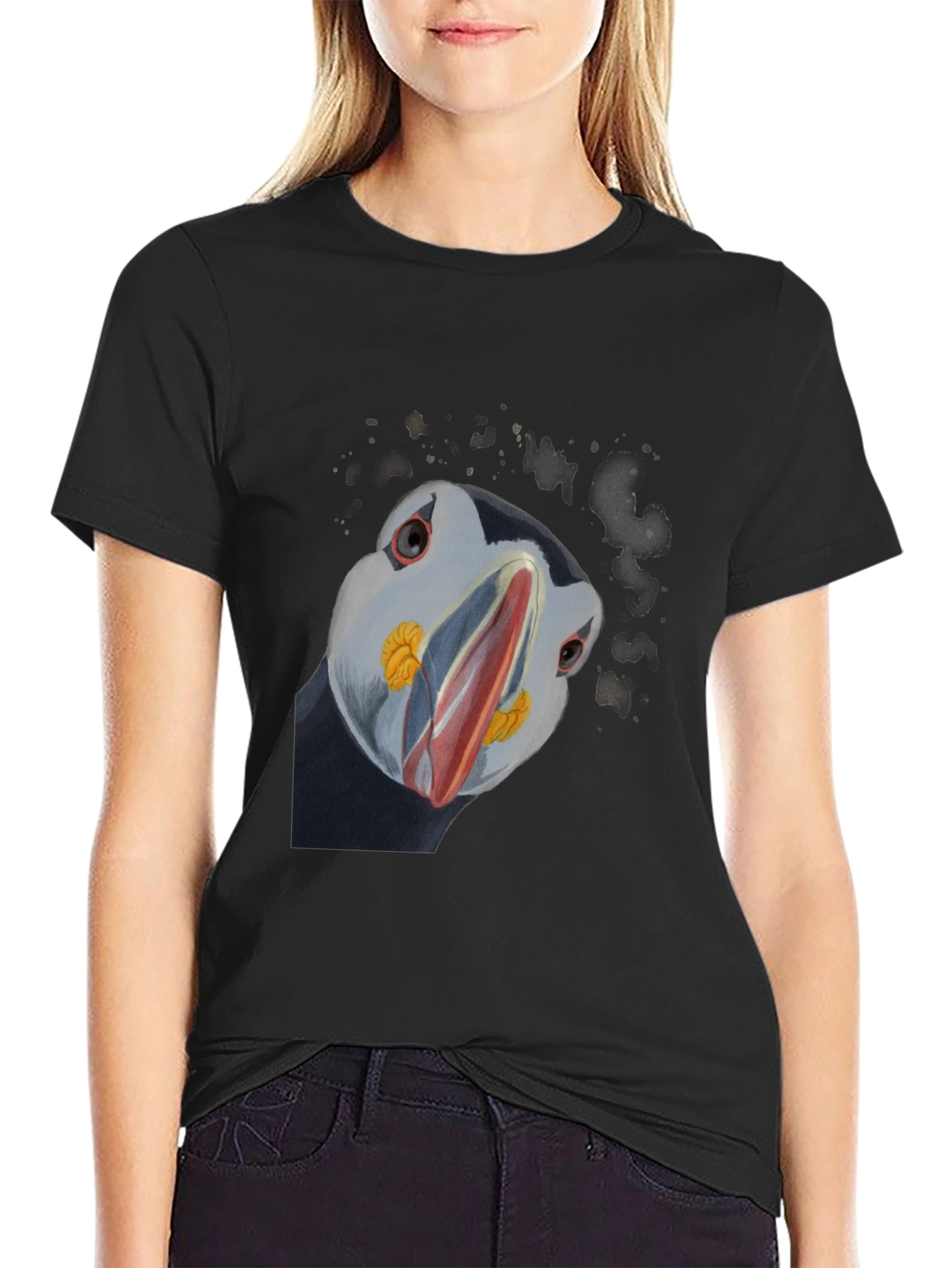 Puffin Stare Mens Black Graphic Tee