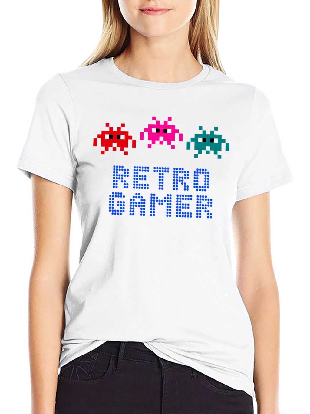 Retro Gamer T-Shirt - Pixel Art Alien Design