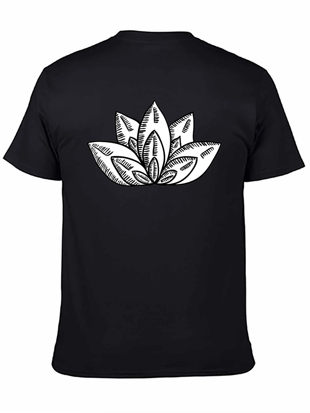 Lotus Flower Graphic Print Black T-Shirt