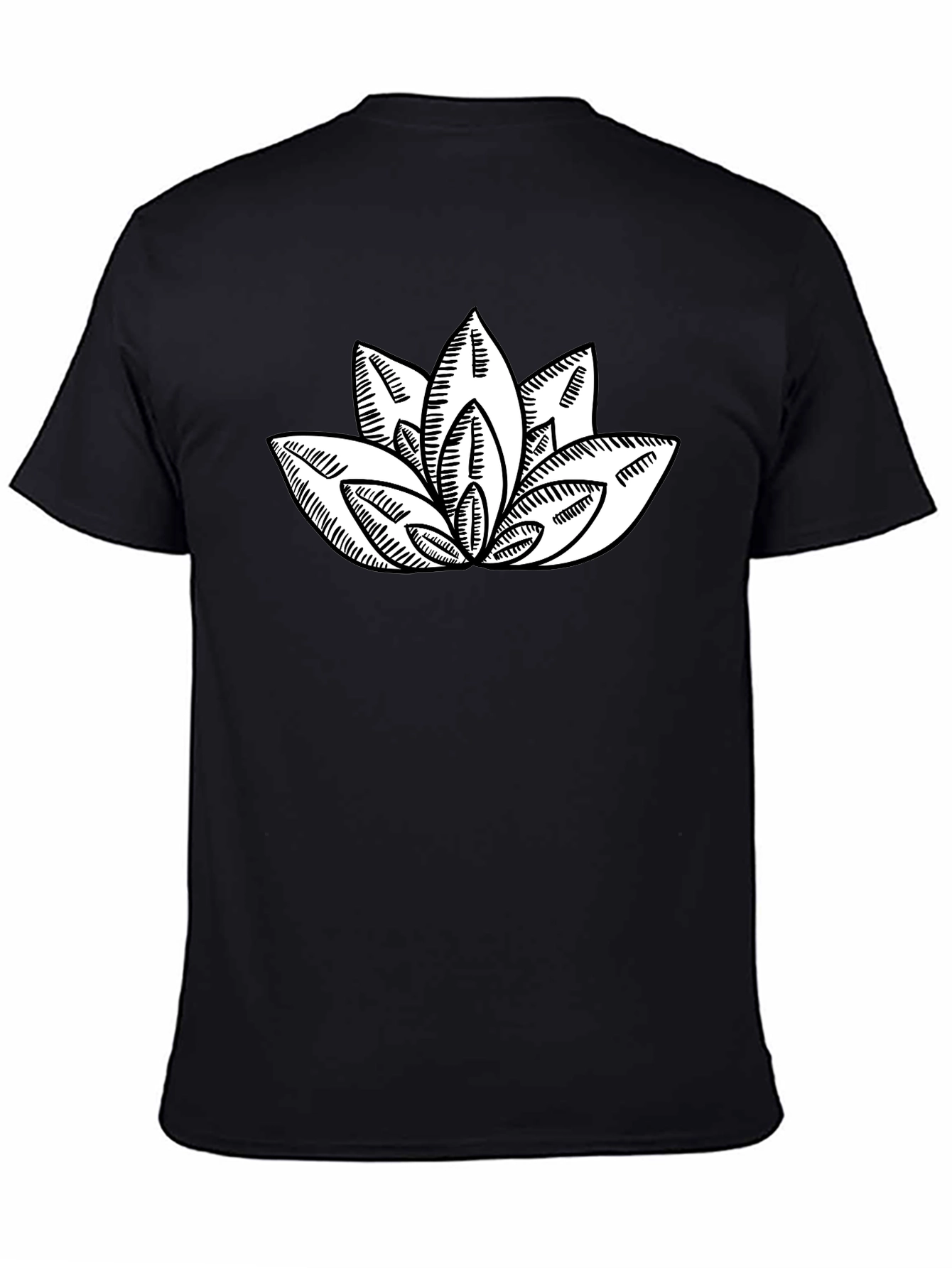 Lotus Flower Graphic Print Black T-Shirt